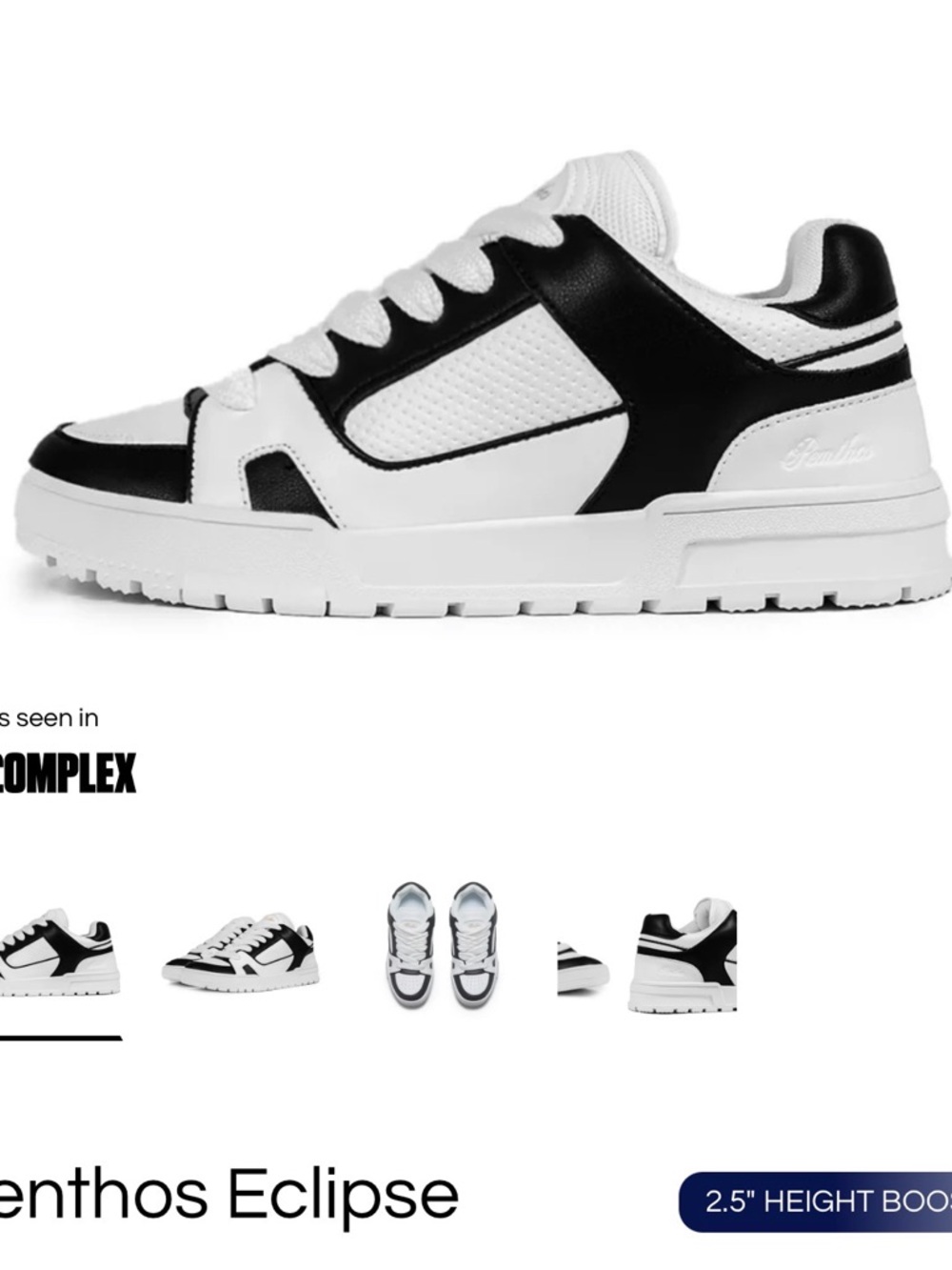 Conzuri Heights Boosting Men's Eclipse Low-Top Sneakers - White & Black